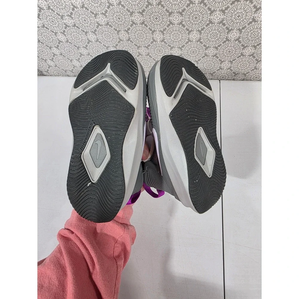 Nike Toddler‎ 7C Boots Gray Purple Swoosh Logo Lace Up Hook&Loop Ankle Booties